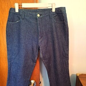 Dark Wash Denim Women's Cropped Jeans With Sparkle And Ruffled Size 10